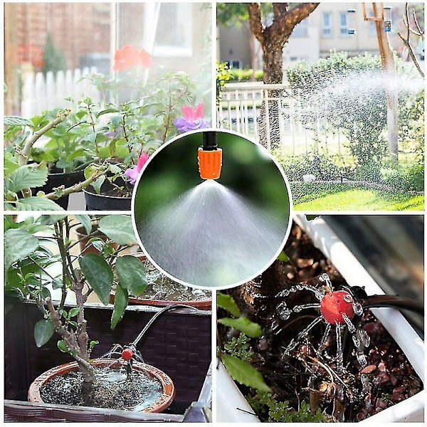 DIY Drypvandingssæt - Automatisk Vandingssystem med Mikrosprinkler Vanding og 30m Slange til Have, Drivhus, Grøntsagsplaster, Plæne