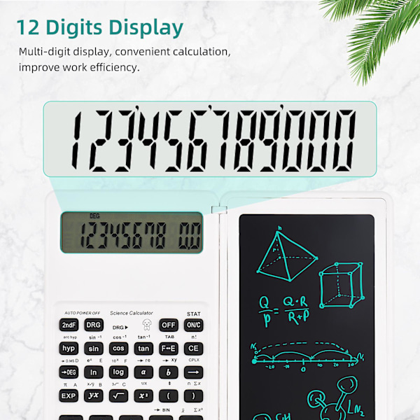 Lommeregner med LCD-skrivetablet - Lommeregnere til skrivebord - 10-cifret display med stylus, sletteknap, tyndt og foldbart design - Lommeregnere