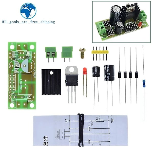Diy-kit Lm7805 L7805 DC/AC Tre-terminalsspänningsregulator Strömförsörjningsmodul 5v 6v 9v 12v Utmatning Max 1.2a