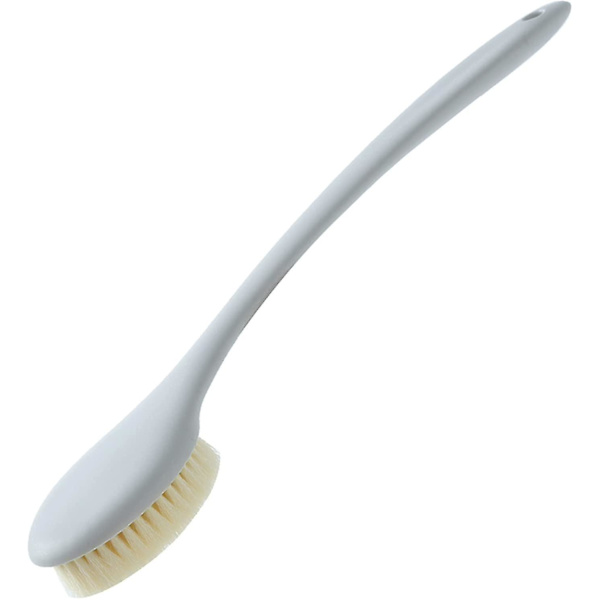 Badebørste Kropsbørste Bruserbørste Rygbørste Med Lang, Ergonomisk Skridsikker Holdbar (grå)