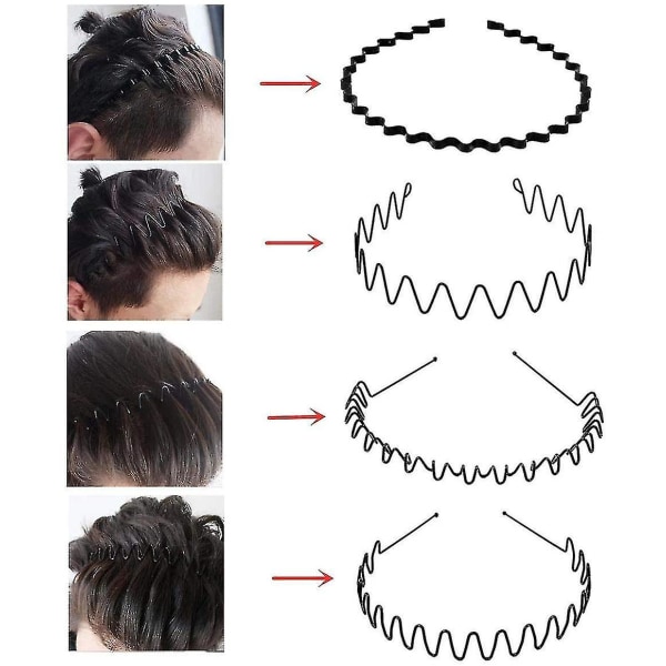 8 Pcs Metal Hair Hoop, Flexible Metal Headband Black Non Slip Hairband, Unisex