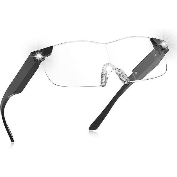 Forstørrelsesbriller med lys, 160 % forstørrelsesglas med lys, genopladelige Le