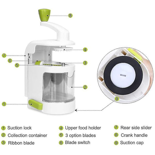 Spiralizer for grønnsaker, grønnsakskutter, courgette-spagettimaskin, courgette-spiralizer, Zucchi