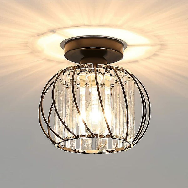 Moderne Krystall Taklampe E27 Led Taklampe Mini Krystall Lysekrone For Kjøkken Spisestue Soverom Gang Inngang (svart)