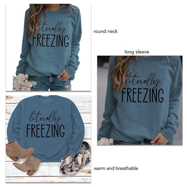 Rund hals langærmet pullover ensfarvet afslappet løs polyesterfiber sweatshirt til kvinder