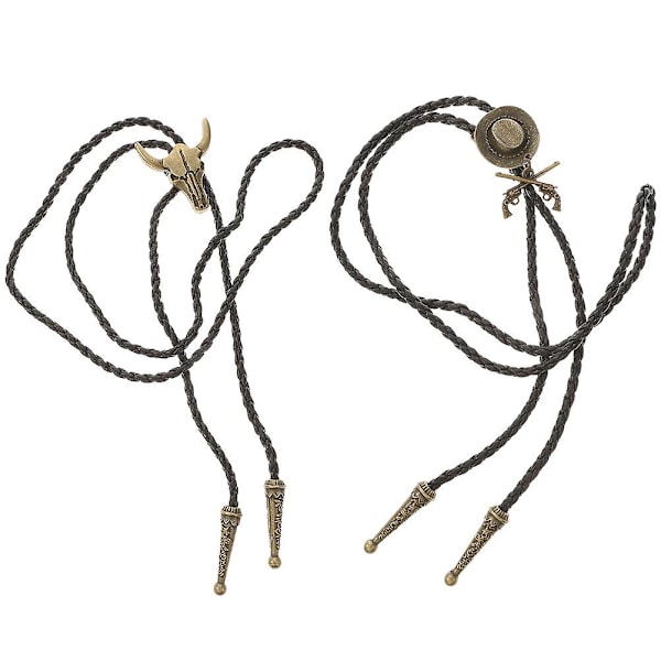 2 stk Vintage Bolo Tie Bolo Halskæde Justerbar Slip Cowboy Tilbehør Til Mænd