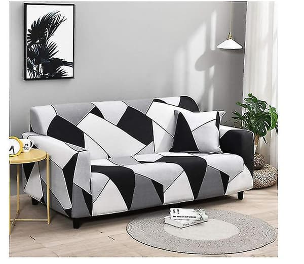 Soffor för vardagsrumsskydd, sofföverdrag 2-sits, (gratis örngott) stretchsoffa överdragsskydd, Easy Fit elastiskt tvättbart sofföverdrag (svart)