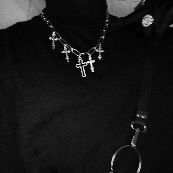 Silver Punk Byxor Kedjor Enkelsidiga För Cross Jeans Kedjor Kläder Prydnader