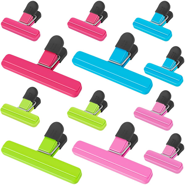 12 stk. chipklemmer, clips til dagligvarer (4 store og 8 små)