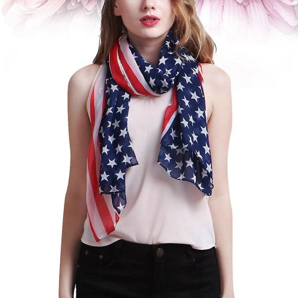 Modetørklæder Usa Flag Tørklæde Kvinder Dame Pige Flag Tørklæder Striber Tørklæde Trendy Tyndt tørklæde