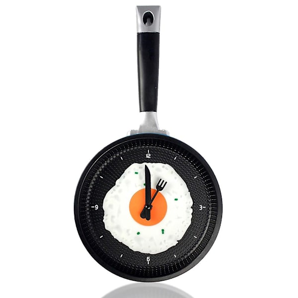 Klocka i stekpanna-design för vägg, stilren stekt ägg-timer, lantlig stil