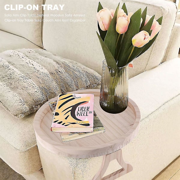 Sofa Arm Clip Table, naturlig tre Sofa Armrest Clip-on brett