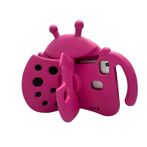 Barn Ladybug Fodral för Samsung Galaxy Tab A 8.0 T380 T385 2017, Kickstand Heavy Duty Stöttåligt Skal, Hållbart Rose Red