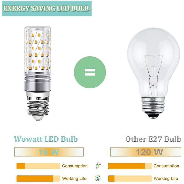 Led-pære, maispære Watt8w tilsvarer 120w halogen maispære 1600lm lys Ac 230v lysekrone 360 bred stråle Led 84*2835 [energiklasse A++] (e14
