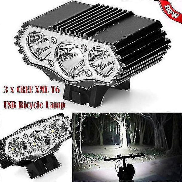 12000 Lm 3 X Xml T6 Led 3 Moduser Sykkellampe Sykkellys Hodelykt Sykling Lommelykt