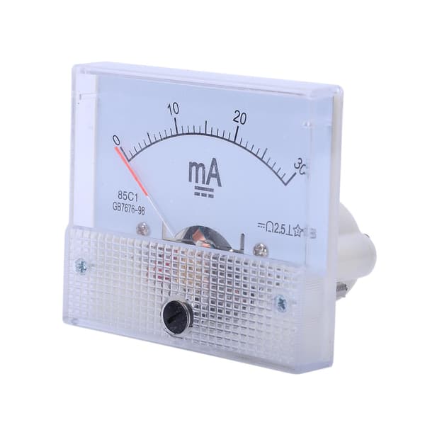 DC 0-30mA Analog Strøm Panelmåler Amperemeter 85c1 30mA, Hvit