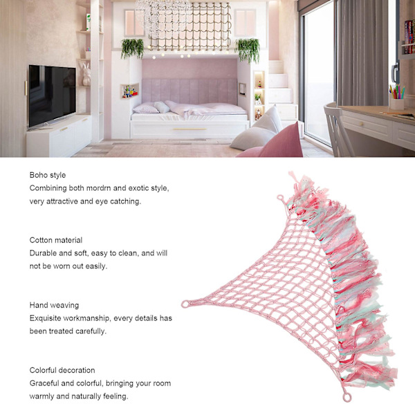 Färgglada plyschleksaker nät Boho handvävt nät arrangör hörn hängande förvaringsnät för sovrum sovsal
