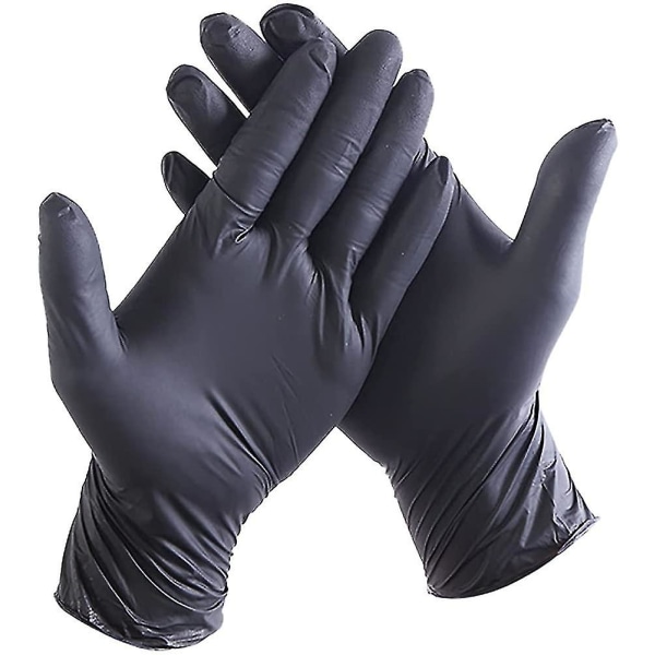 Svarta handskar paket med 100 högkvalitativa engångshandskar. Idealisk för skydd