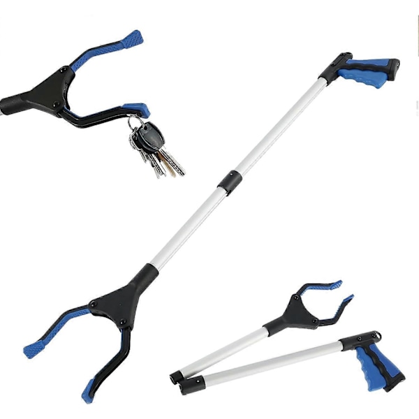 Søppelplukker Blå, 81cm med magnetisk håndtak, sammenleggbar, hagegriper, armforlenger, for funksjonshemmede