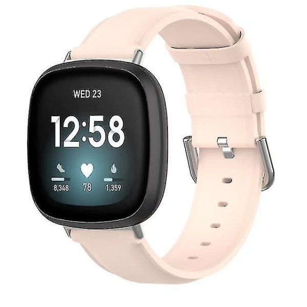 For Fitbit Versa 3 / Sense Band Nahkainen Vaihdettavassa Rannekkeessa [Pinkki]