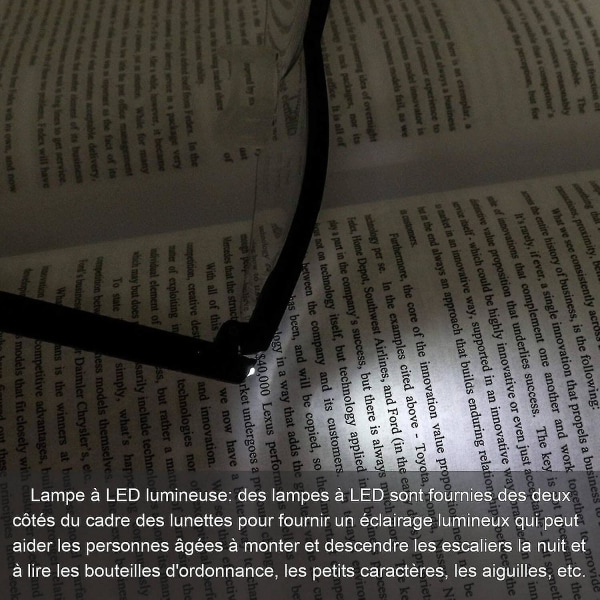 Lesebriller - forstørrelsesglass med LED-lys, 160 % forstørrelse, for lesing, alt presisjonsarbeid, sying