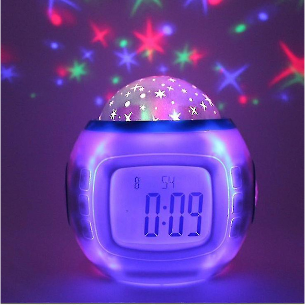 Projektor Vekkerklokke Led Musikk Stjernehimmel Projektor Vekkerklokke Kreativ Barne Nattlys Multifunksjon Kalender