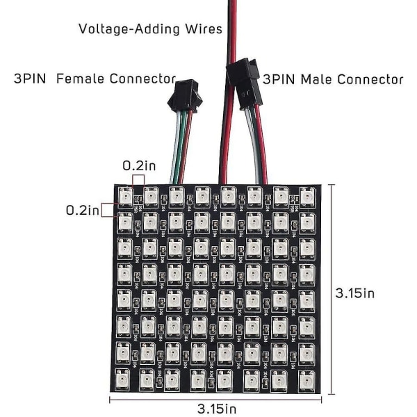 Ws2812b LED-remsa 8x8 digital panel Sp110e Bluetooth-styrning