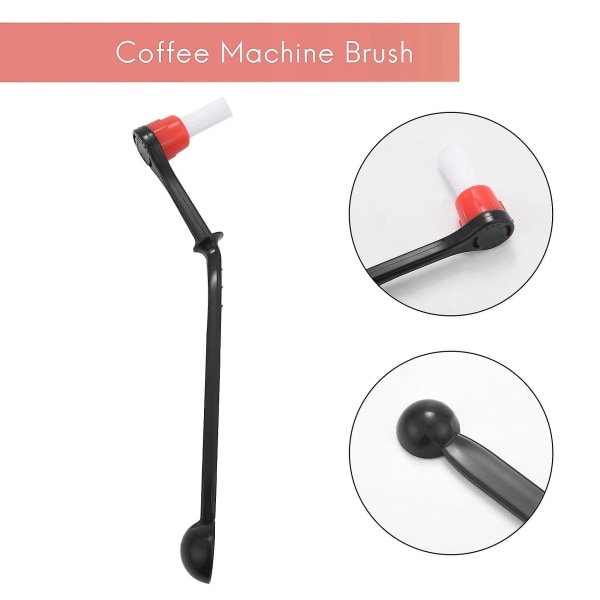 3x 2 i 1 kaffemaskinborste nylon espressokaffekvarnborste kaffesked maskin grupphuvud
