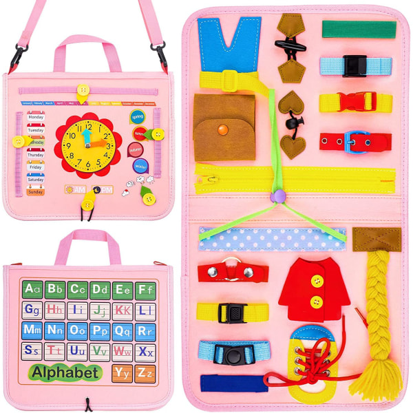 Toddler Busy Board 4 etager, Activity Board Sensorisk Board, Montessori-legetøj til babydrenge 3 4 år Lærer grundlæggende livsfærdigheder Watches