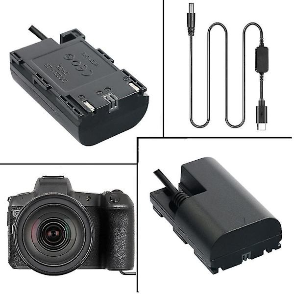 Lp-e6 E6n Ack-e6 -e6 Dummy Batteri&dc Bank Usb-c Kabel Til 6