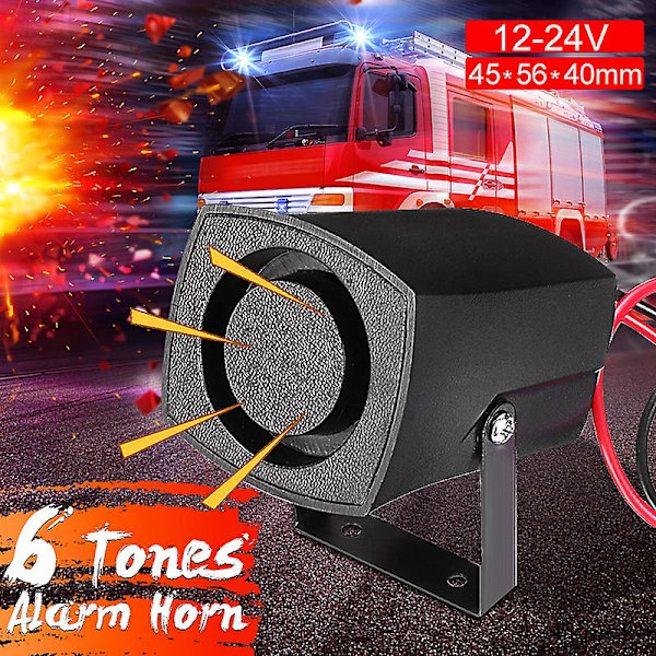 12-24v 6 toner Allmän bil Polis Brandlarm Horn Ringlarm 110-120db System Siren Högtalare Varning Högt ljudlarm Högtalare