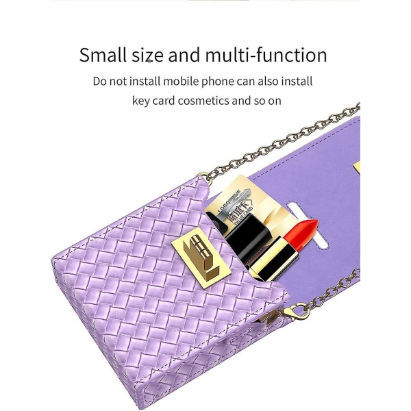 Vevd tekstur Crossbody telefonveske Lommebok Vesker og vesker med stropp for Samsung Galaxy Z Flip 5 Pink