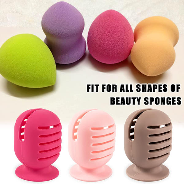 Meikkisienen pidike, 2 kpl Matkustuskäyttöön tarkoitettu silikoninen kannettava Beauty Blender -sienen kotelo, Hengittävä kotelo