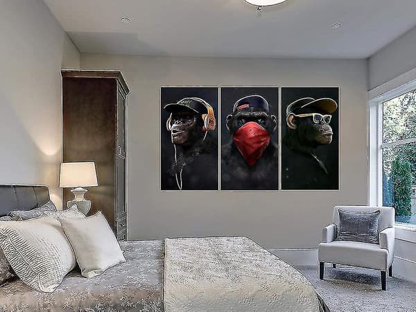 Wise Monkeys Lærred Vægkunst Tryk Lærredstryk Til Stue