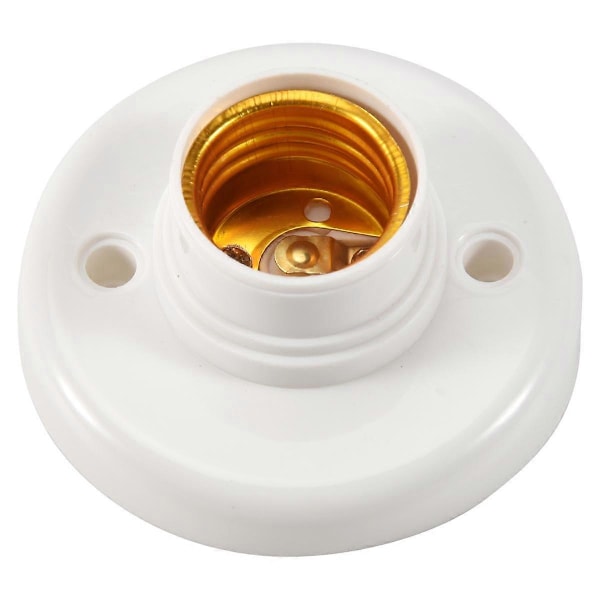E27 Rund Plastik Base Skrue Pære Lampe Fatning Holder Hvid