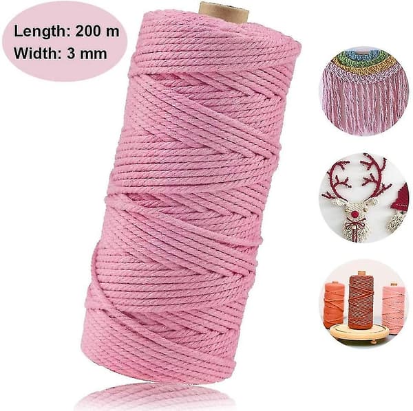 Makramé bomullsgarn 3mm X 200m Makramé tau Makramé snor Bomullssnor.for veving