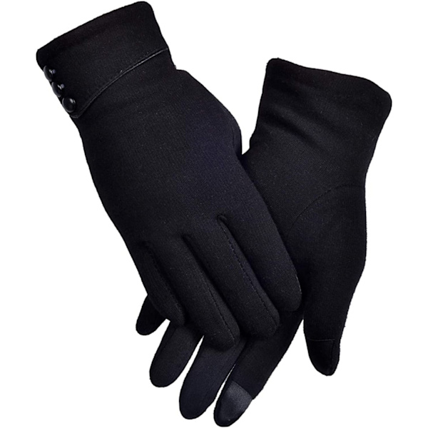 Damer Vinter Varme Handsker Touch Screen Mobiltelefon Vindtæt Foring Tykke Handsker (Sort) black