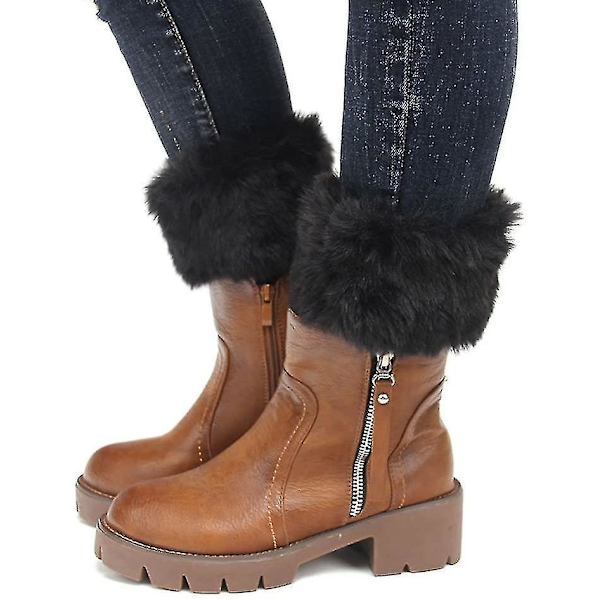 Dame Leg Warmer Gaiter Kort Pels Leg Warmer Hold Anklene Varme For Vinter