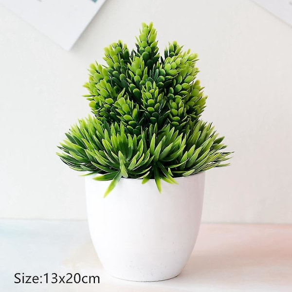 Kunstige blomster + vase falske planter bonsai lite tre potte ornament deco hjem dekorasjon bryllup hage høstdekor bondegård Style 3- green