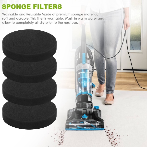 4 stk. Premotorfilter til Bissell Powerforce Helix Bagless Upright Vacuum, vaskbare svampfiltre R