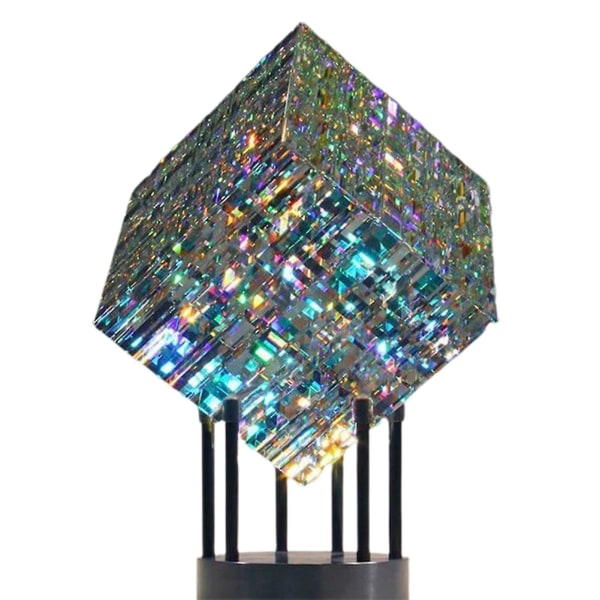 Magik Chroma Cube Glas Skulptur Hemmakontor Desktop Ornament Inflyttningspresent