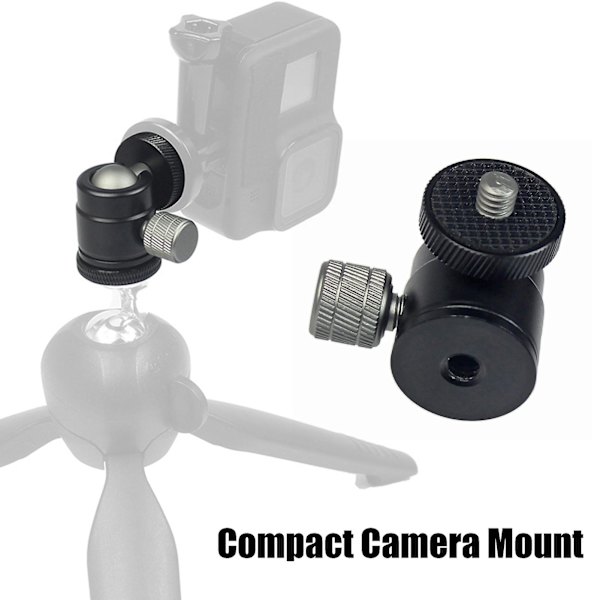 Mini kulled för GoPro för Osmo 360 graders roterbar aluminiumlegering 1/4 skruv LED videoljus mobiltelefon DSLR kamera monopod stativhuvudfäste adapter
