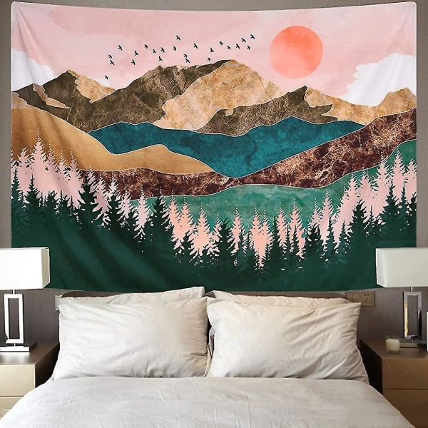 Wall Tapestry, Sunset Art Tapestry Forest Tree Tapestry Mountain Wall Hanging