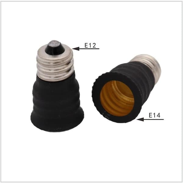 E12 til E14 Lampefod Adapter Konverter, Lampefod Adapter til Glødelamper, LED, Halogen Energibesparende Lamper (10 stk, Sort)