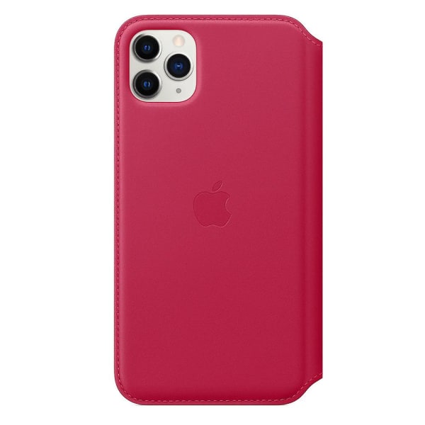 Apple læder folio til iphone 11 pro max - påfugleblå/hindbær Raspberry
