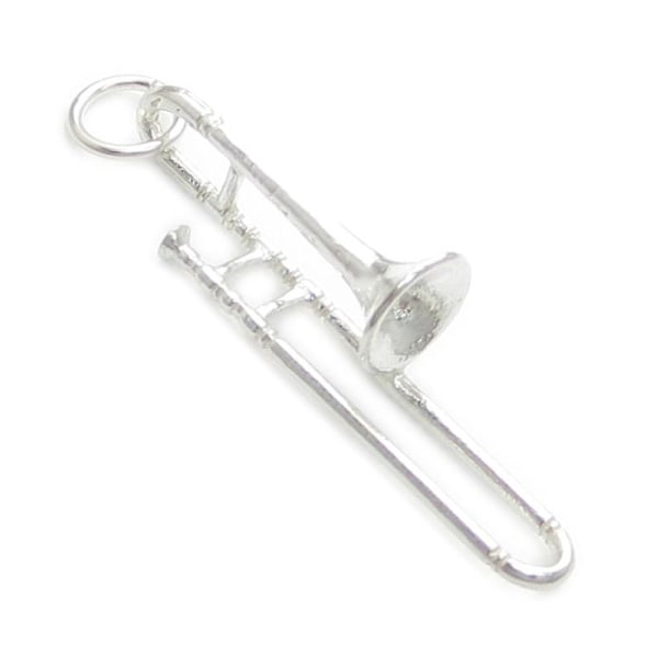 Trombone Sterling Silver Charm .925 X 1 Orchestra Trombones Music Charms - 362