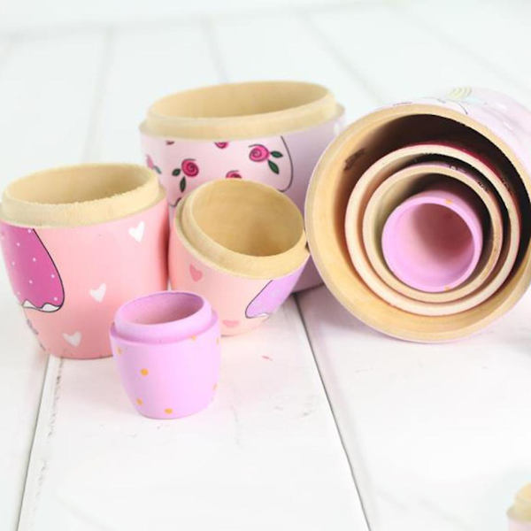 5 st Angel Princess Ryska Nesting Dolls Trämatryoshka Dockor Barnleksak Present