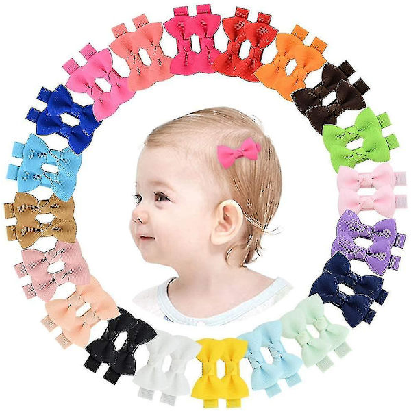 40 stk. 2 tommer baby pige hår sløjfer Grosgrain bånd sløjfer hårklemmer bar