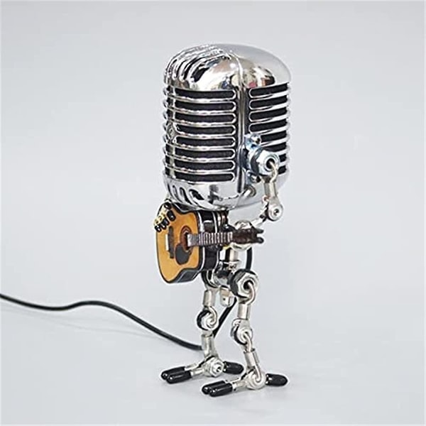 Mikrofon Robot Gitarr Lampa, Retro Cool Söt Rolig Steampunk