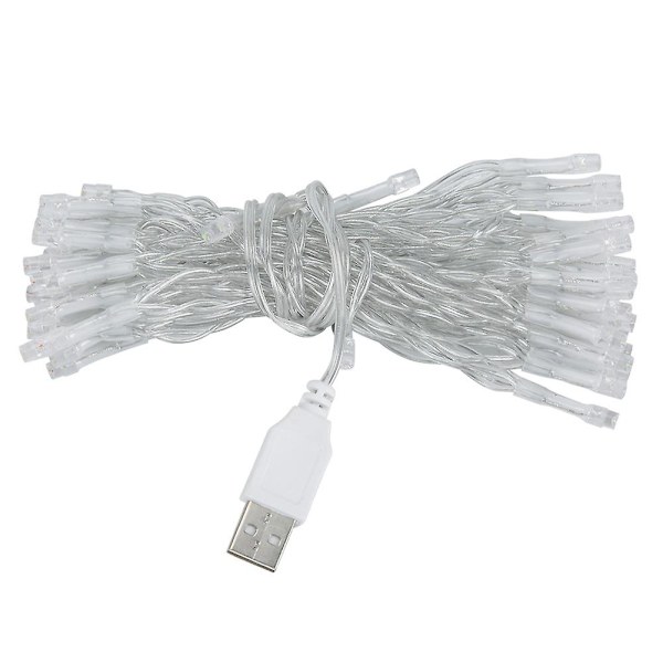 5m 50 LED Træ Lyskæde Med Kobbertråd Til Jul Ferie Gård Dekoration Usb Opladning (Multi Farve)
